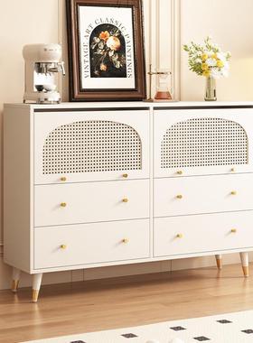 靠黑藤能编斗柜餐边柜一体法式色复古客KDP厅餐厅墙收纳柜多功储