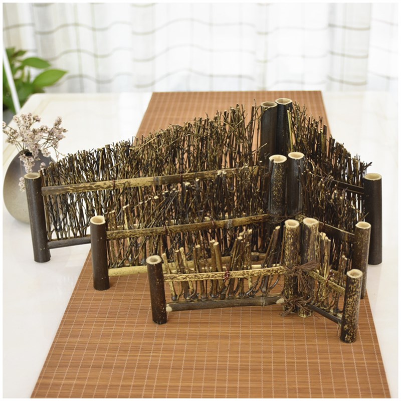 竹制篱笆屏风茶杯架花架茶道茶具配件摆件摄影道具背景小栅栏