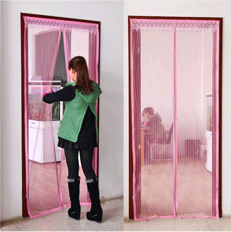 防蚊门帘 高档纱门 配磁性扣磁条纱窗门 夏季免穿提花条纹选