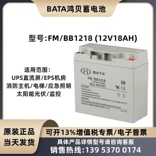鸿贝蓄电池FM BB1218铅酸免维护12V18AH医疗直流屏UPS电源EPS消防