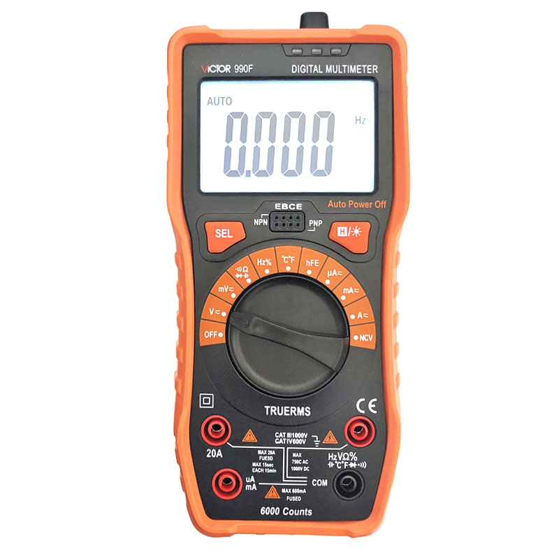 胜利VC990F 多功能数字万用表VC990D电容电阻温度频率测量万能表