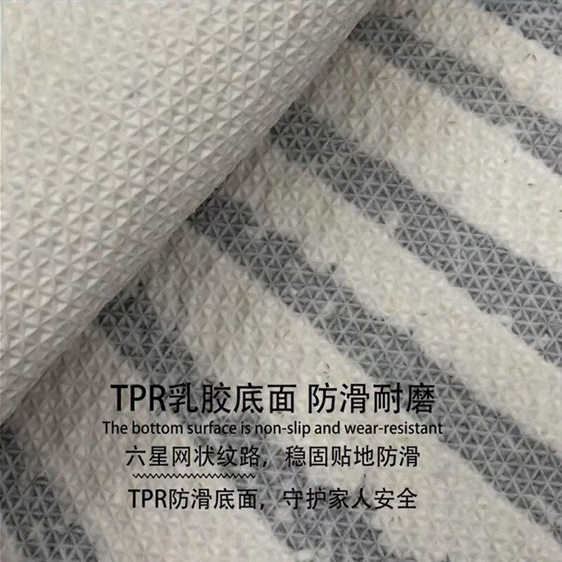 奶油风法式条纹床边毯客厅卧室圆形加厚植M绒地毯飘窗隔凉防潮垫