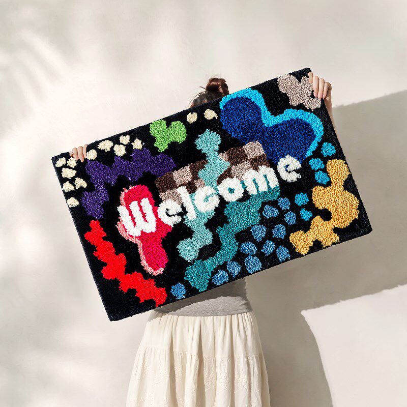 浴室门口地垫吸水防滑植绒小地毯卧室入户进门踩脚垫子耐脏可机洗