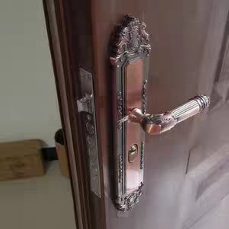防盗门红古铜门锁把手大门锁豪华门拉手执手锁具配件铝面板铝手柄