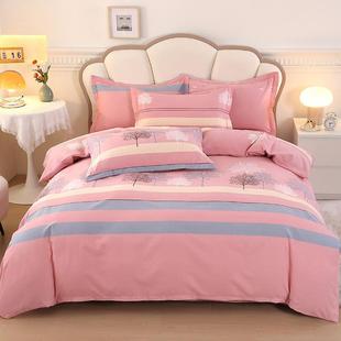 高档100纯棉四套TNF全棉斜纹简床约床上用品单件被四套加厚双人季