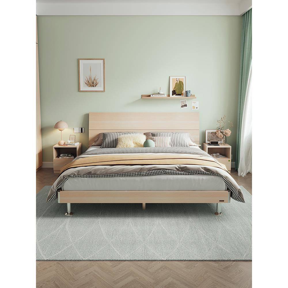 ft1.5米现代简1F87J9TM8约大床实1.8欧式双人主卧木床脚板式床063