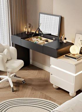 2025新款代梳妆BVX台卧简桌约现翻室盖镜子可隐藏实木化妆斗柜一