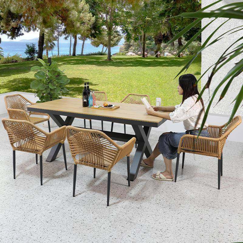 户外桌园椅天带伞阳组合咨询客服庭院室外藤椅三件套露台休闲花藤