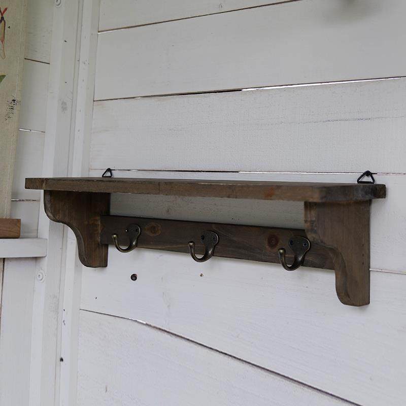 美式天然实木隔板衣帽置?物收纳挂架厨房无品牌/餐墙厅创意壁挂面