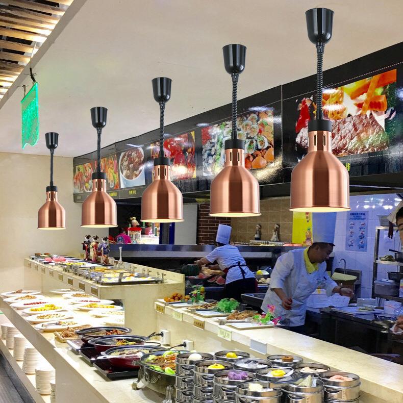 单头伸缩食物保温灯自助餐厅灯快餐店烤肉店商用超市坚果烤灯吊灯
