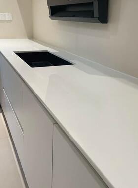 白色成品台石面人造石英飘窗橱柜烘脂培台面鱼肚A002-6石白树大理