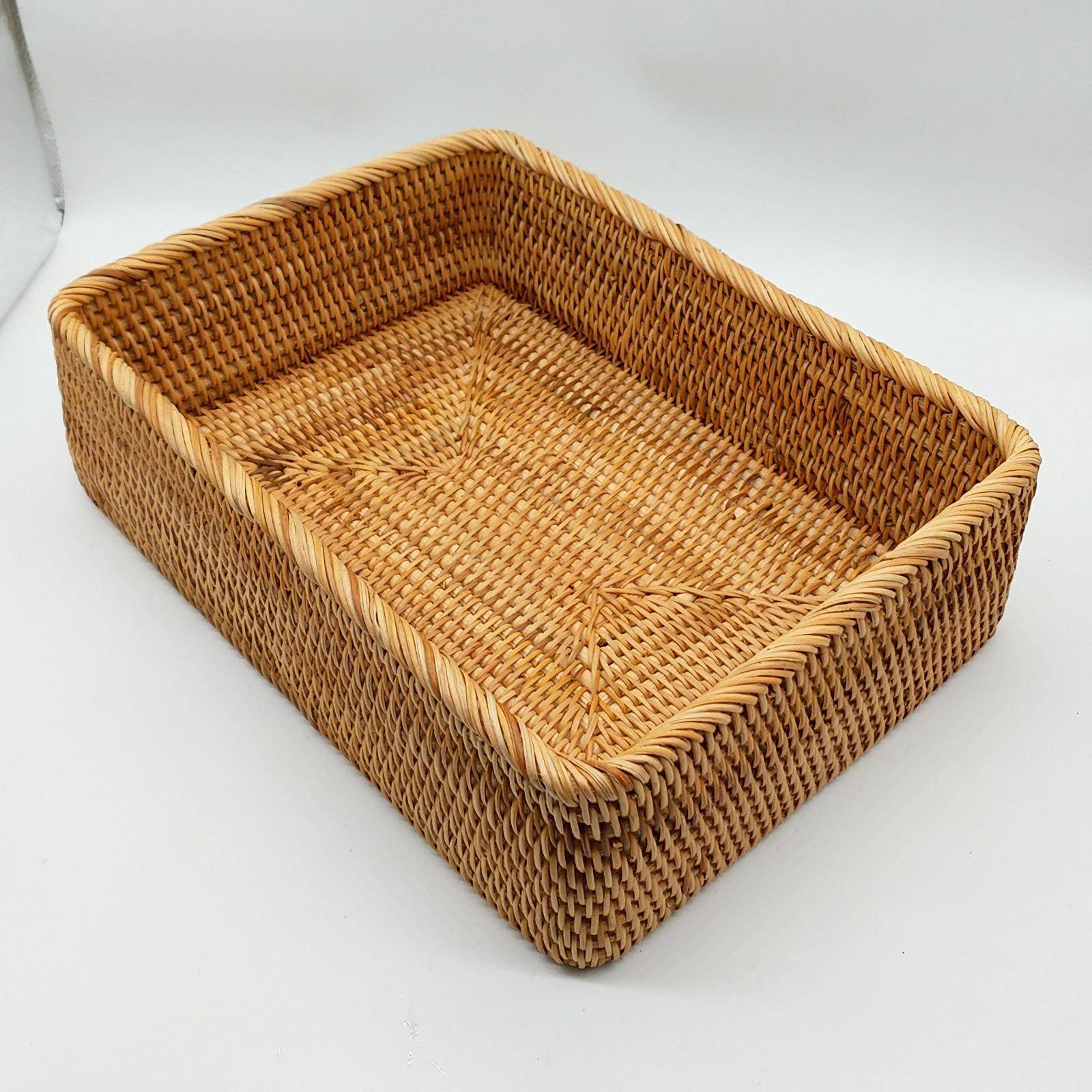 越B款包边南藤编收纳收框手储工编织物篮纳筐编制日筐桌面收纳盒