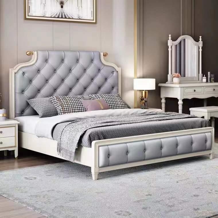 XSK美式实木床人主包卧双床头软床靠垫床双人1.8x2米厂家直销1.5