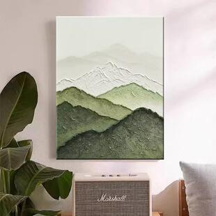 顺丰肌手无品牌/绘油画背有靠山立客厅装饰象画绿色抽体理玄关高