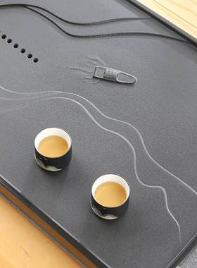 天然乌茶金石一盘家用025新款茶台茶海FZP客厅高档浮雕体石2材茶