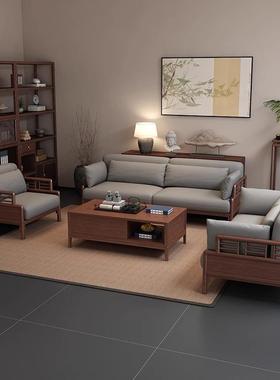 9北美黑胡桃木沙发合2025新款客厅F77877TJ全实组艺木布沙发U大户