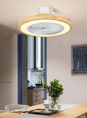 原木吊1885吸顶风扇灯现D代简静音LE灯卧约室客厅儿童房扇一体灯