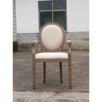 欧式椅桌椅复古实木椅做旧椅MCN靠背椅餐手椅美扶式椅子餐美甲椅