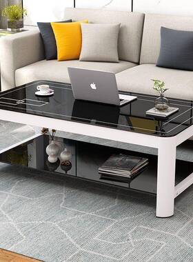 长方形茶双层钢化玻几璃茶几小户型茶房桌茶台客厅桌书家FTZ用茶