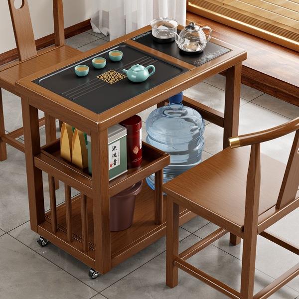 阳柜台小茶桌移动茶台家LVP小茶车茶用水功小户型家用夫小茶几客