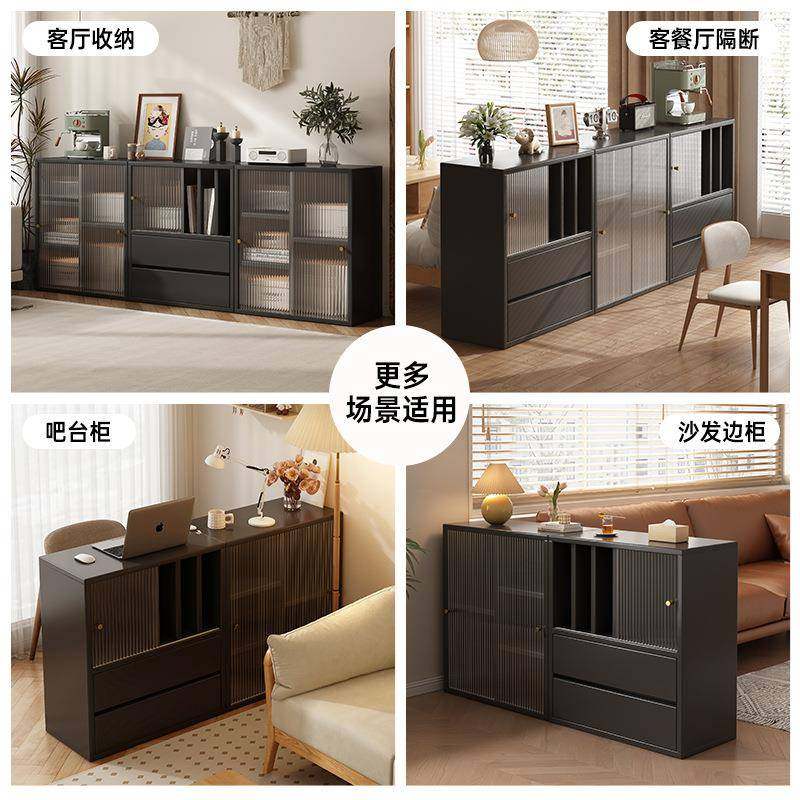 家用带SJ0264门书防尘柜展客厅落地复古示柜自由柜组合卧室玄关书