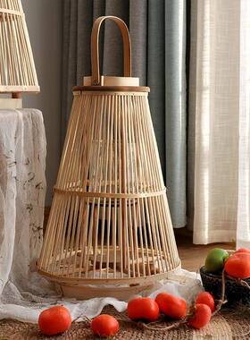 创意竹编藤落风灯烛台地挂式摆件F76HMS7J装编饰样板间民宿家酒店