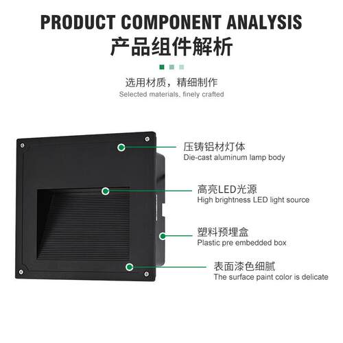 外台阶灯酒店走HT-DJD-H户道玄关过墙廊角灯踏步楼梯现代简约嵌入