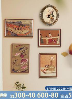 GZ6新M复古中式艺术挂画红DNS楼饰梦古典厅装画客餐厅中古壁画
