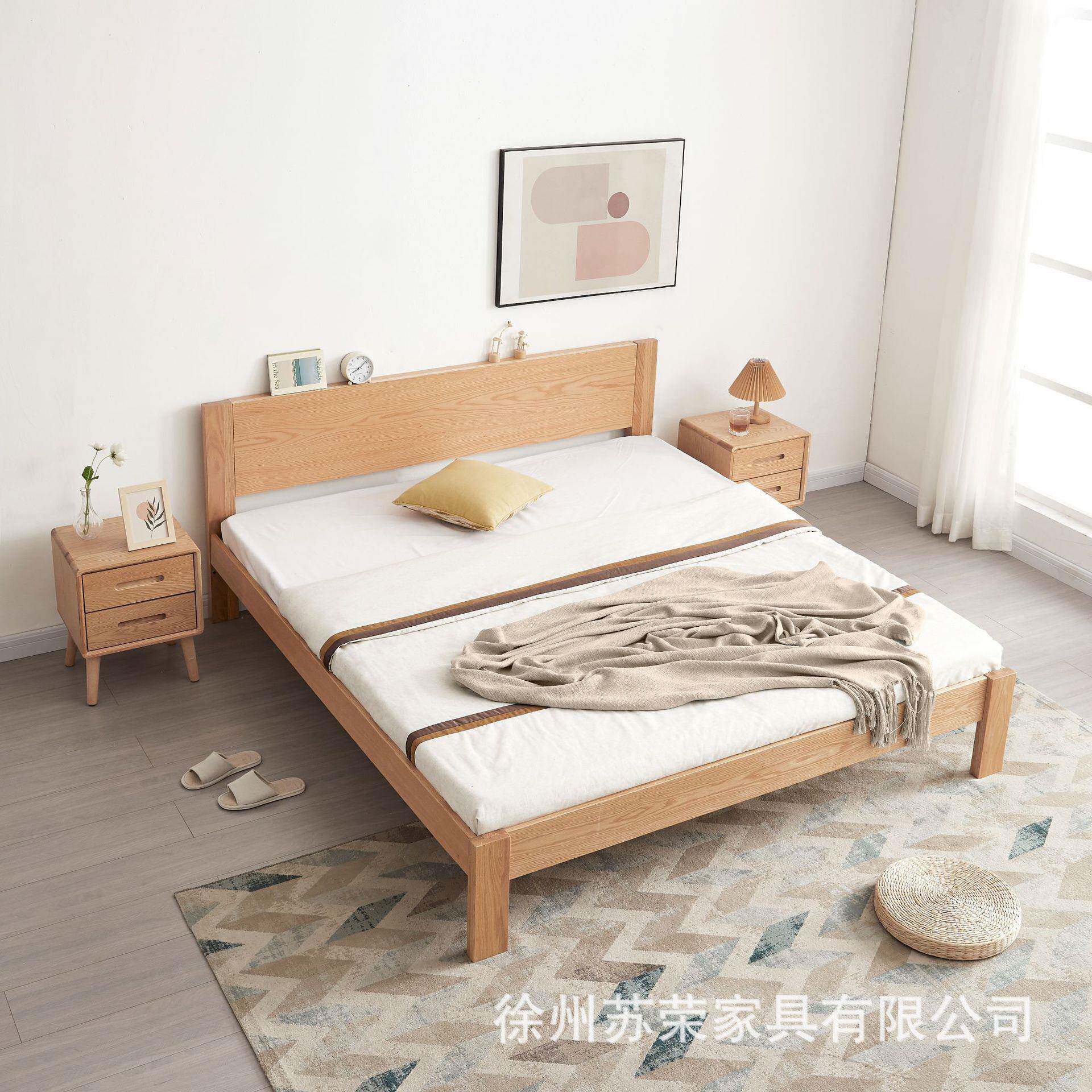 全实木床米简约现代18单人层AGZ靠背床卧室用双家大床