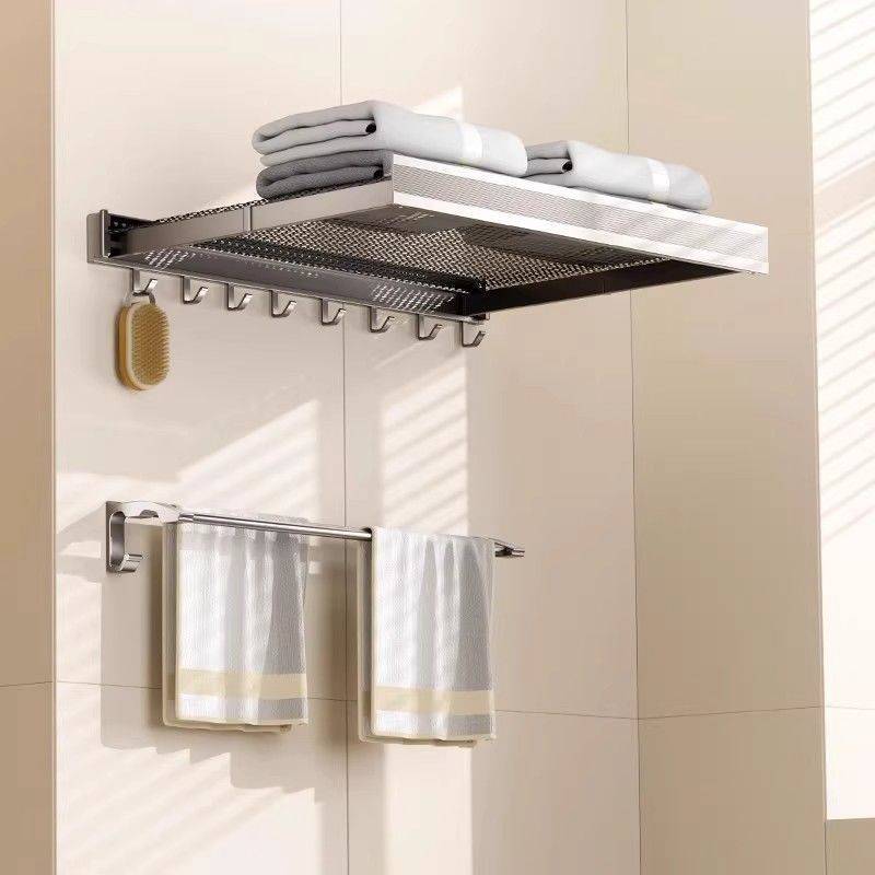 洗澡卫生间浴巾架衣服收纳置物架隐形伸缩浴室折叠放毛巾干净