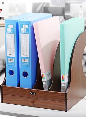 木质文无品牌/件架桌面文件收纳盒立式立架文书盘框办件公室用品