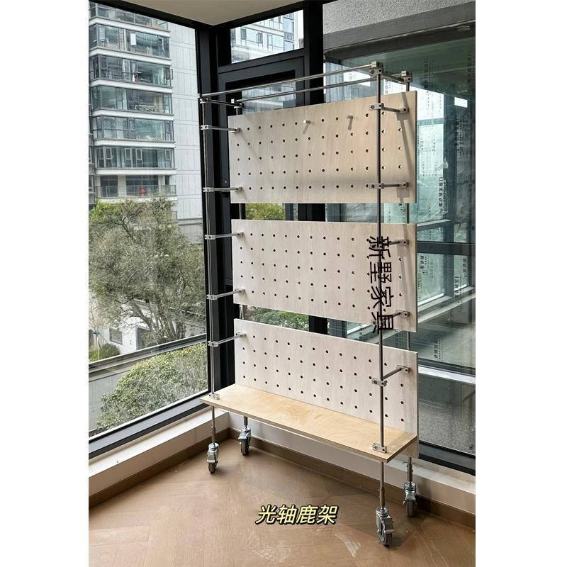 桦木光轴洞洞陈板置物架玄关收纳架顶MIO天地立列架客厅报架隔书