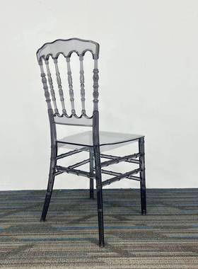 透椅PC-05透明灰色宴会椅酒店庆拿力破仑水晶竹节椅PC亚克水晶椅