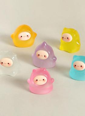 无聊瞭,摆几个夜光果冻精灵治愈电脑桌面工位办公桌小摆件装饰品