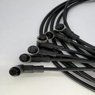 gx12航空插头弯头母头2芯3孔4针5芯6芯7P带线注塑一体双母头