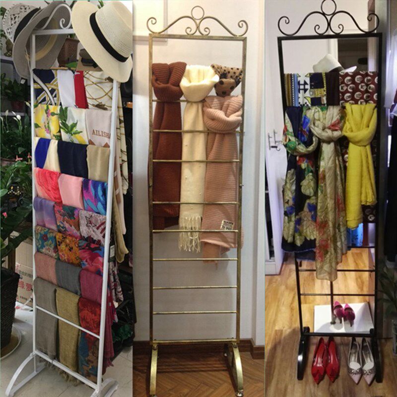布料架子铁艺围巾架丝巾架 服装店衣架落地围巾货架展示架挂衣架