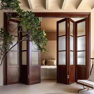 实木折叠门d推拉门厨房门客厅门室内门玻璃门阳台隔断吊轨门卧室