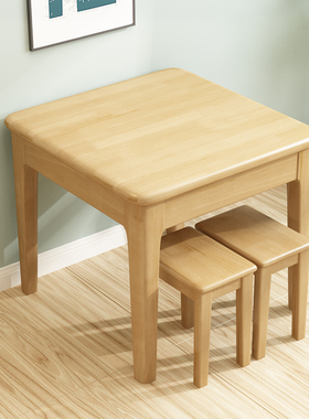 全实木餐桌椅组合正方形纯实木80*80小户型西Q餐桌原木拼接小方桌