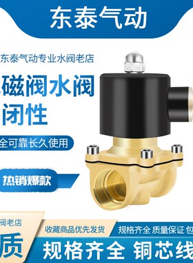 电磁阀220v水阀24v阀门电动12v常闭4分1寸放水管电子阀控制阀气动