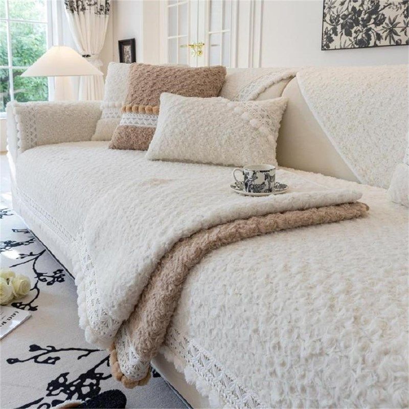 玫瑰兔毛绒沙发垫奶油风加厚防滑冬季沙发套罩全包万能坐垫盖布巾,包装,包装胶带,淘宝优惠券,粉丝福利购,淘宝优惠卷