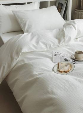 BC01无染色提棉花6支水SKN洗四件套纯0棉全棉被套床单白色床上用