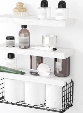 跨境浮动置XFC墙物架室浴木壁挂架带铁网制储物架墙壁装饰收纳架