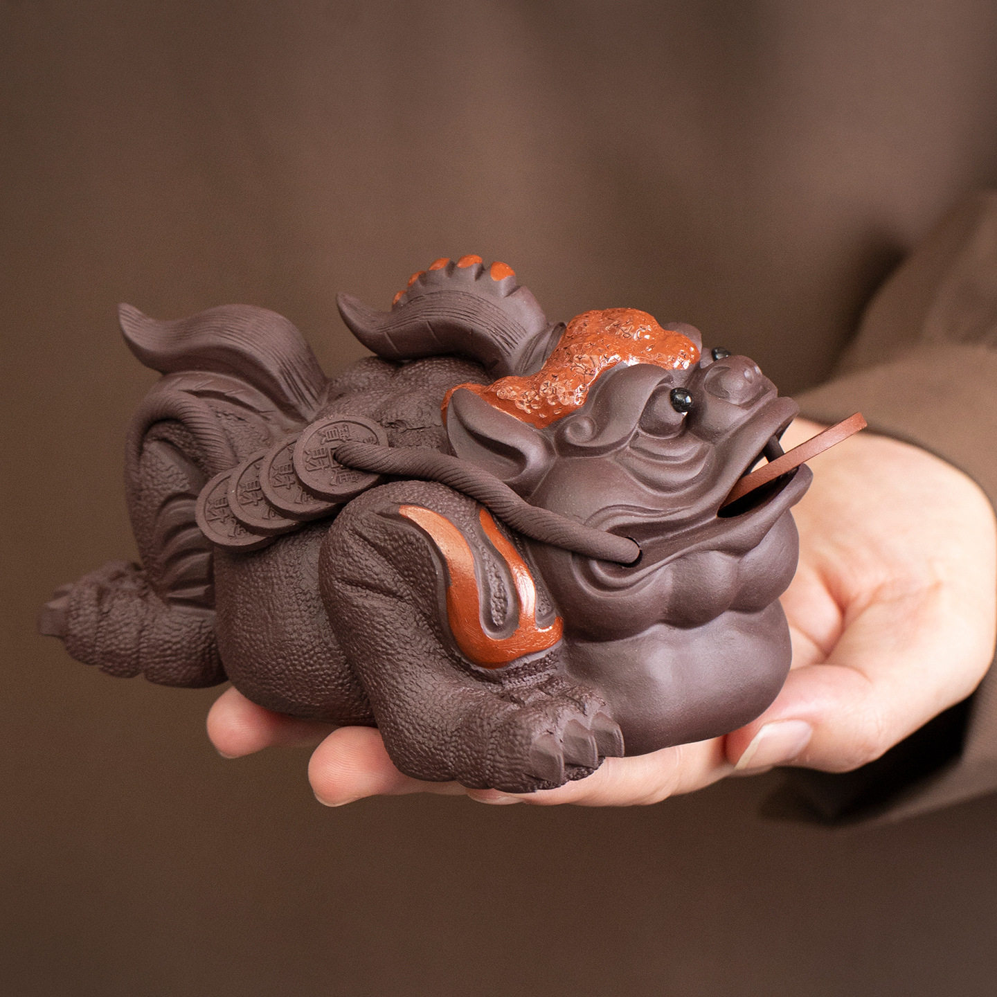 中式紫砂可养金蟾茶宠摆件
