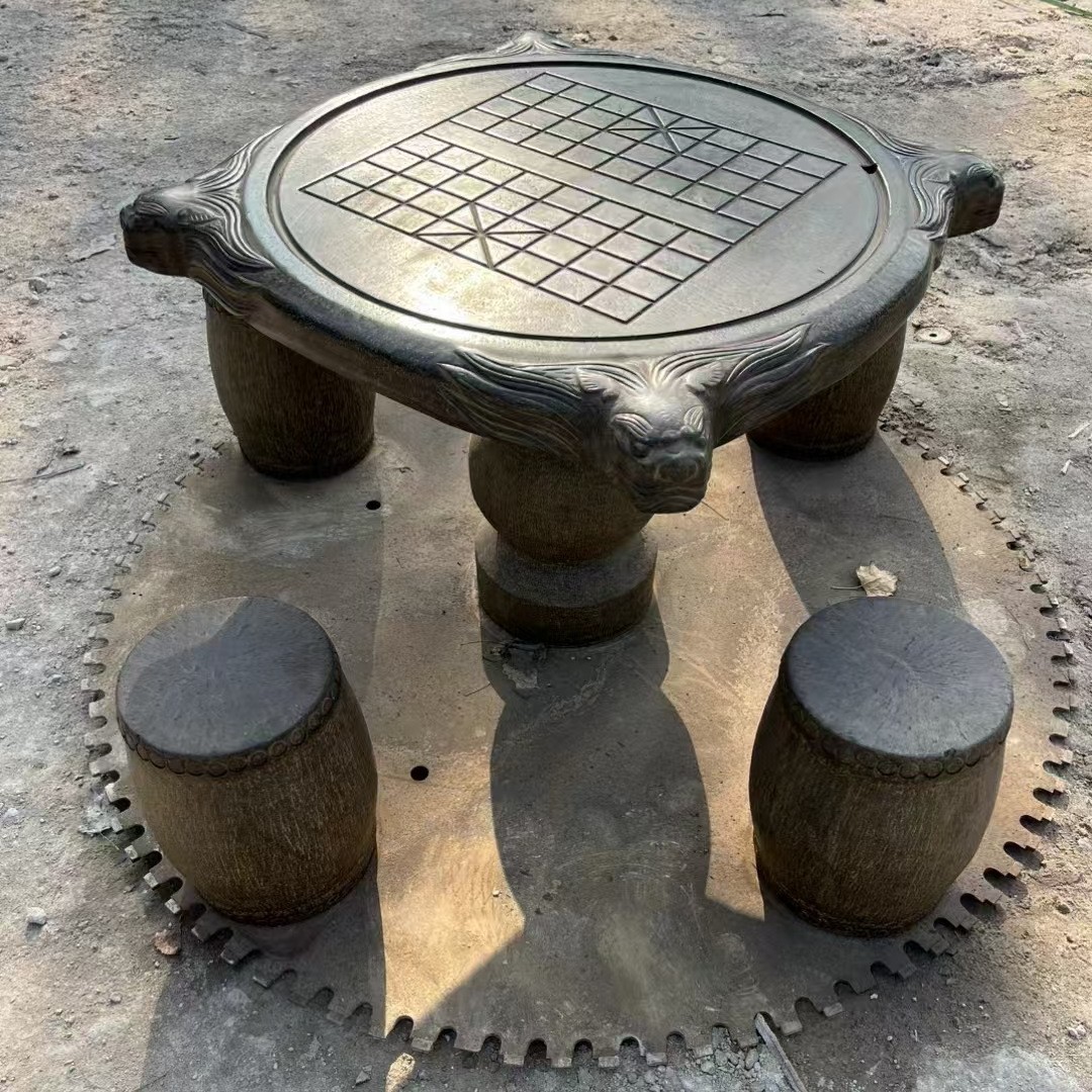 仿古中式青石象棋石桌凳