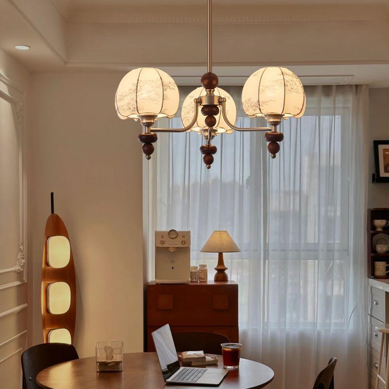 法古式中布艺花纹卧室客桃厅吊灯美DRG式复古厅灯南餐洋风胡木灯