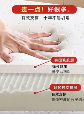 泰国乳胶海人绵床垫加厚保暖家用双人榻米榻单CUN宿舍叠软床垫铺