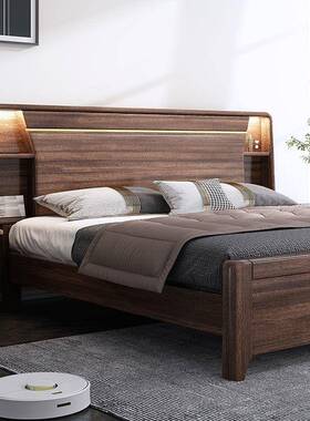 桃木实木2米x2.2米双人床大床1.代YRZ8米主卧室1.5米现简约胡储物