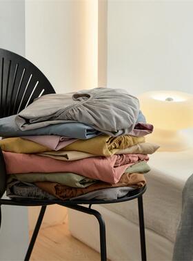 日3式40支全棉品纯色床单单137精梳棉纯棉床笠单LNZ件2一圈皮筋床