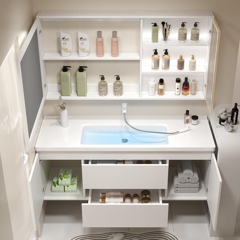 I1奶油色瓷一体OIF盆浴室柜组合202陶5新款现代轻智奢能浴室柜合