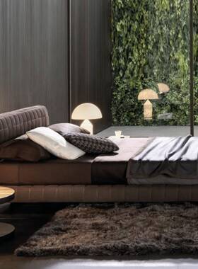 意式极简别风软靠布艺砂双44513人床用现代轻奢设计师墅家主卧磨